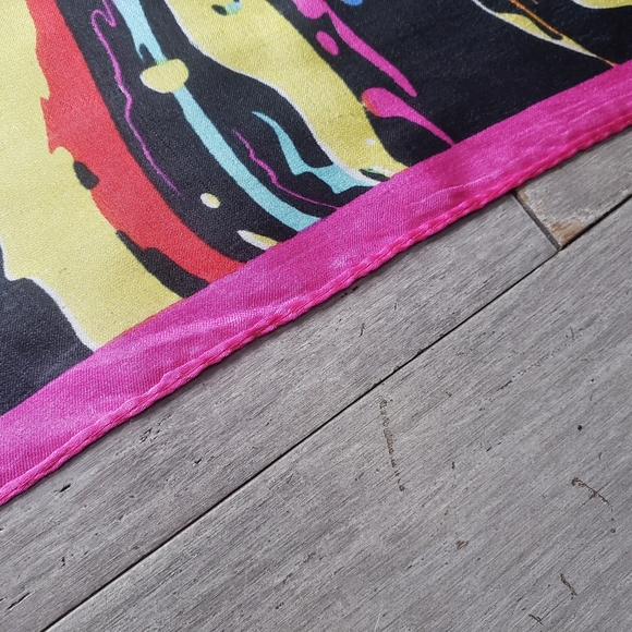 Tony & Candice Color Burst 100% Silk Square Scarf - Picture 5 of 6
